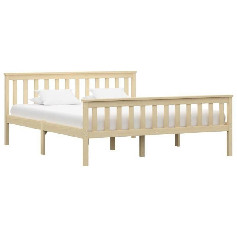 Bed Frame Light Wood Solid Pinewood 180x200 cm-283225