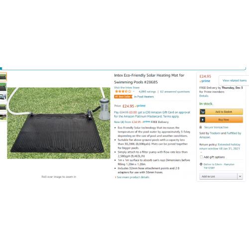 intex solar heating mat used x2