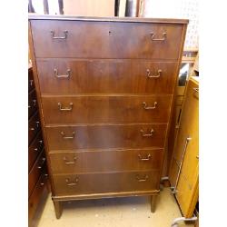 Vintage retro Danish wooden antique chest of drawers 50s 60s mid centu