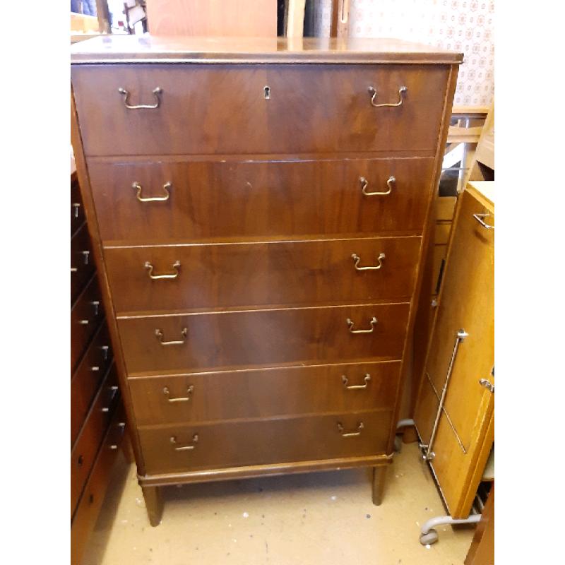 Vintage retro Danish wooden antique chest of drawers 50s 60s mid centu