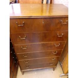 Vintage retro Danish wooden antique chest of drawers 50s 60s mid centu
