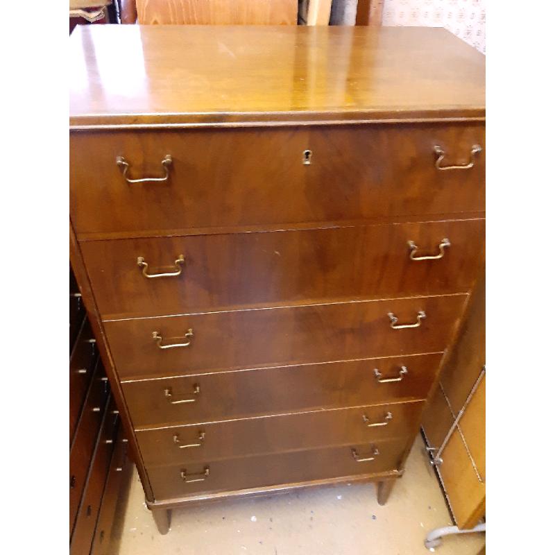 Vintage retro Danish wooden antique chest of drawers 50s 60s mid centu