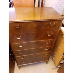Vintage retro Danish wooden antique chest of drawers 50s 60s mid centu