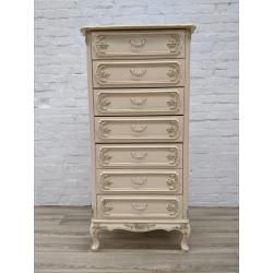 American Cream & Gilt Tallboy Chest Of Drawers (DELIVERY AVAILABLE)