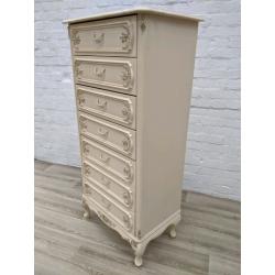 American Cream & Gilt Tallboy Chest Of Drawers (DELIVERY AVAILABLE)