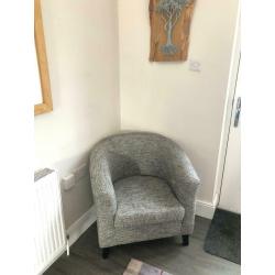 Reupholstered tub chair