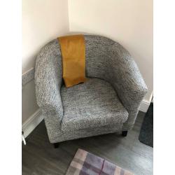 Reupholstered tub chair