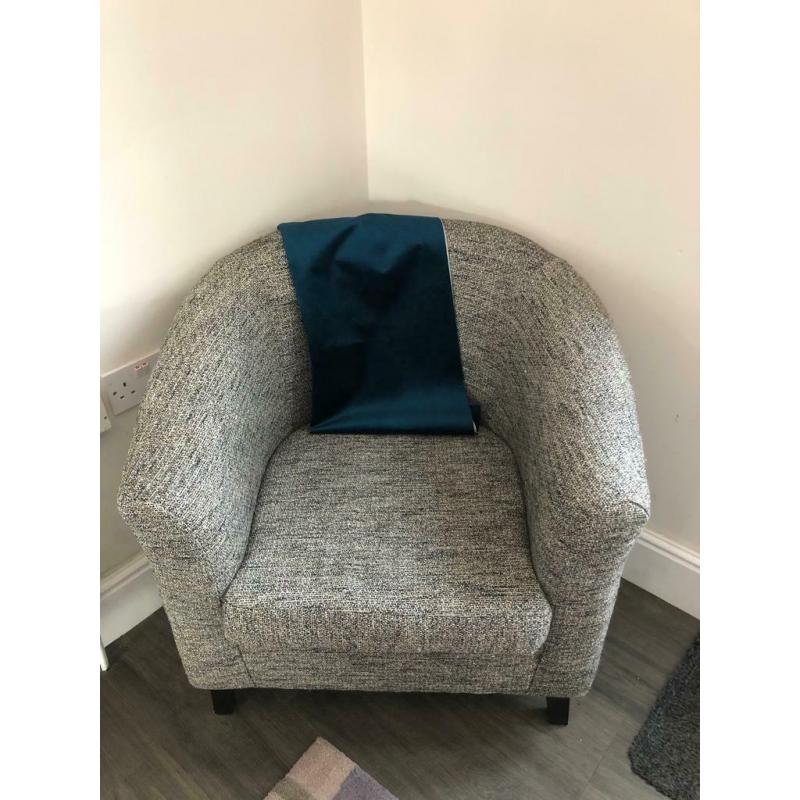 Reupholstered tub chair