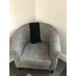 Reupholstered tub chair