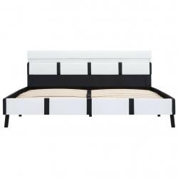 Bed Frame with LED White and Black Faux Leather 135x190 cm-280420
