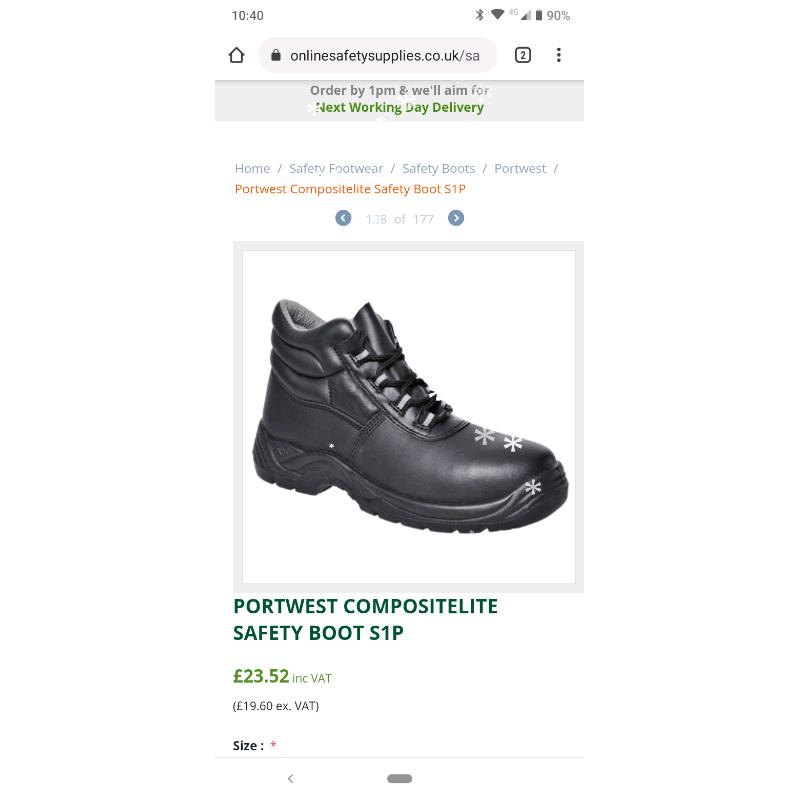 Size 7 steel toe cap boots