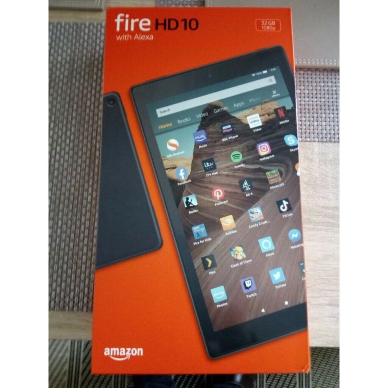AMAZON FIRE HD 10-WITH BUILTIN ALEXA/10.1IN TABLET/BRAND NEW IN SEALED BOX