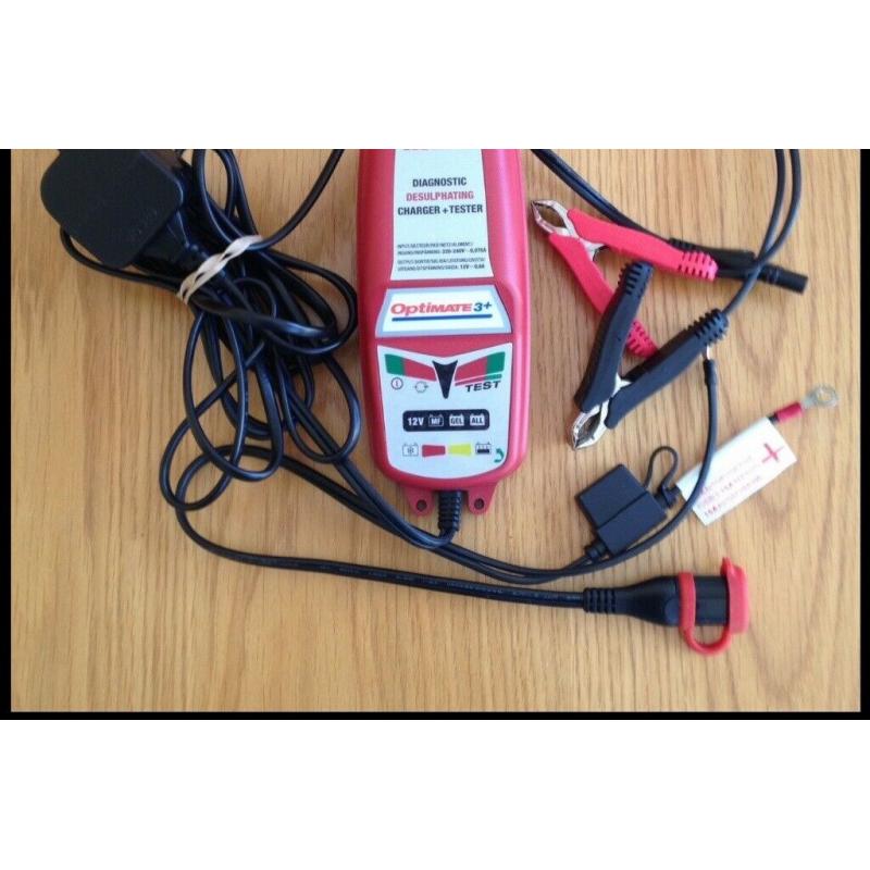 Quads/Motorcycles/Scooter/Caravan batteries.(.OPTIMATE 3+ with Croc clips..& Permanent bike lead