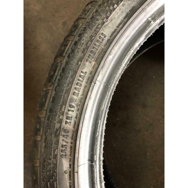 2 Tyres 255 40 ZR19 Continental SportContact 2 Between 5mm-6mm
