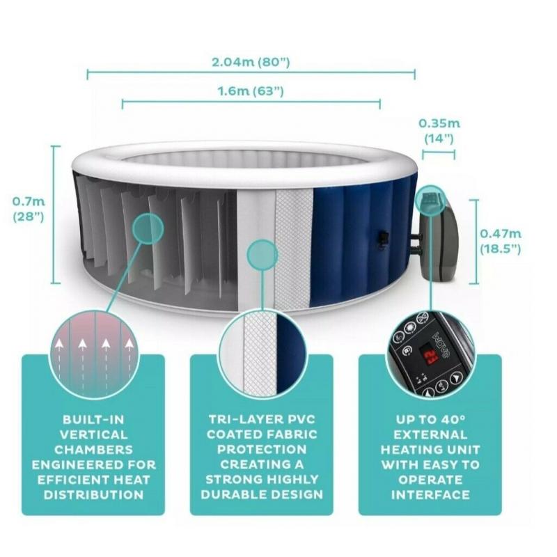 COLLECT TODAY: Large 6 Person inflatable hot tub - Wave Direct / Cleve