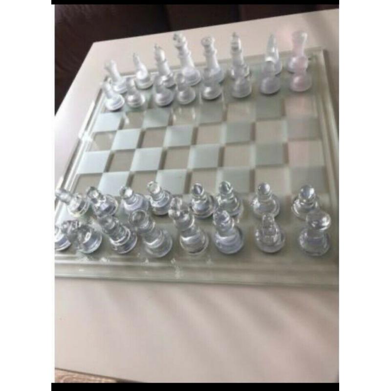 Glass chess set.