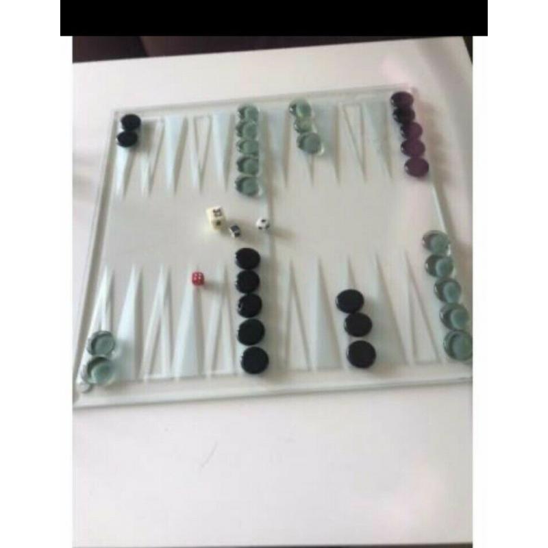 Glass chess set.