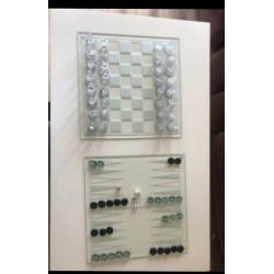 Glass chess set.
