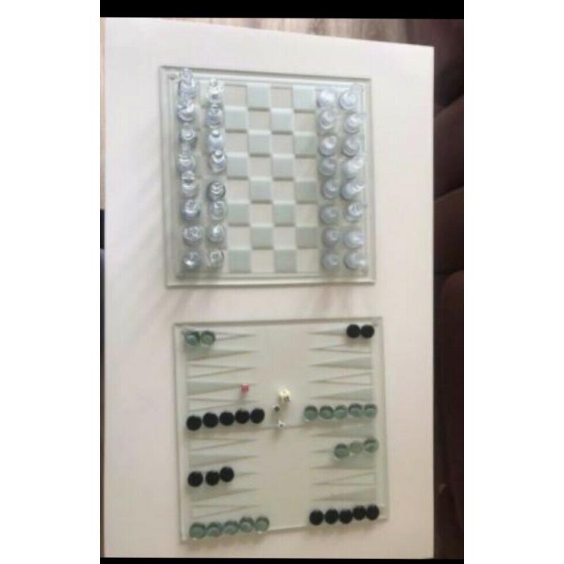 Glass chess set.