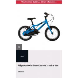 Ridgeback mx14 childs bike as new 14"