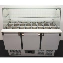 PAY OVER 6 MONTHS! Refrigerated 3 Door Curved Glass Preparation Counter