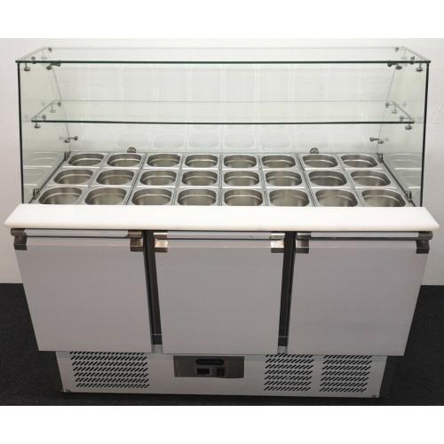 PAY OVER 6 MONTHS! Refrigerated 3 Door Curved Glass Preparation Counter
