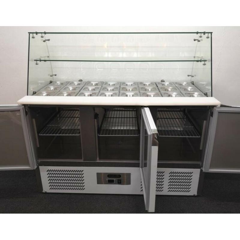 PAY OVER 6 MONTHS! Refrigerated 3 Door Curved Glass Preparation Counter