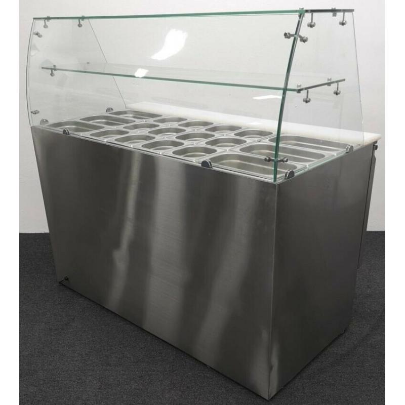 PAY OVER 6 MONTHS! Refrigerated 3 Door Curved Glass Preparation Counter
