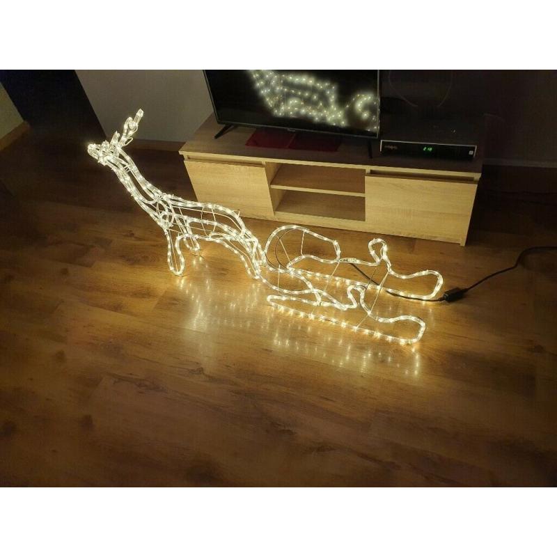 Reindeer with sledge 288 led L145 H63 cm