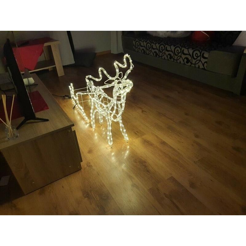Reindeer with sledge 288 led L145 H63 cm