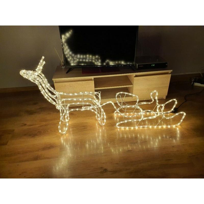 Reindeer with sledge 288 led L145 H63 cm