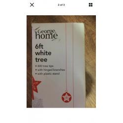 6ft WHITE CHRISTMAS TREE AND LOT OF DECORATIONS- SELL SEPARATELY OR TOGETHER