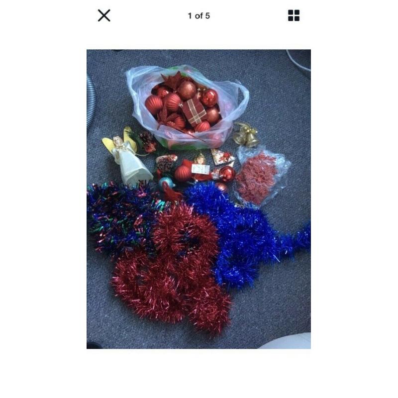 6ft WHITE CHRISTMAS TREE AND LOT OF DECORATIONS- SELL SEPARATELY OR TOGETHER