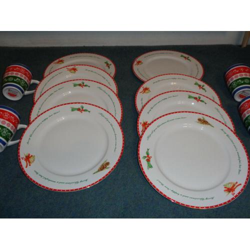 8 Christmas dinner plates: extra large Grace's Teaware plates