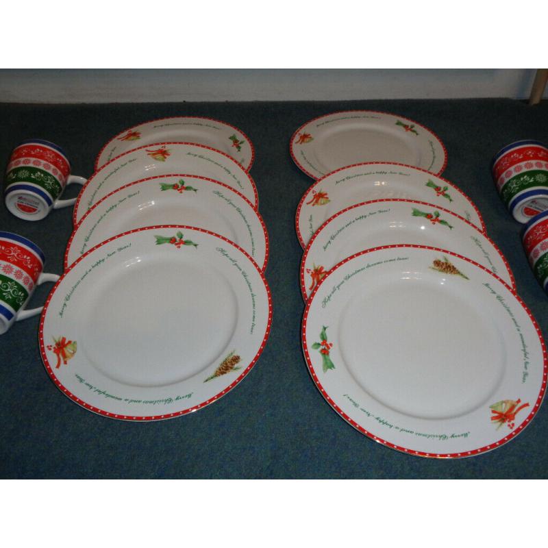 8 Christmas dinner plates: extra large Grace's Teaware plates