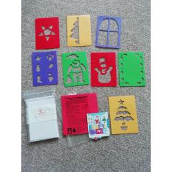 Baker Ross - 8 Washable Christmas card Stencils + cards/envel.