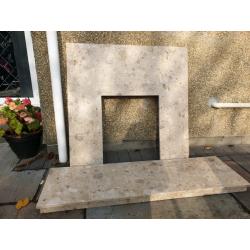 Cream marble fire hearth and surround