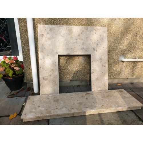 Cream marble fire hearth and surround