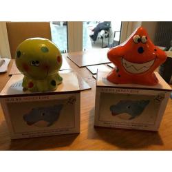 Sea life piggy banks x 2