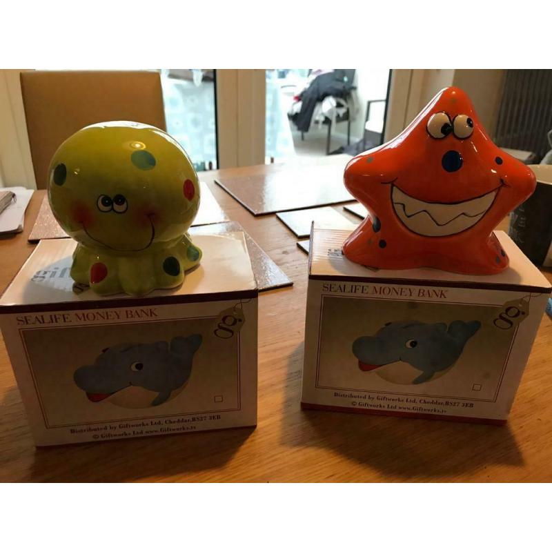 Sea life piggy banks x 2