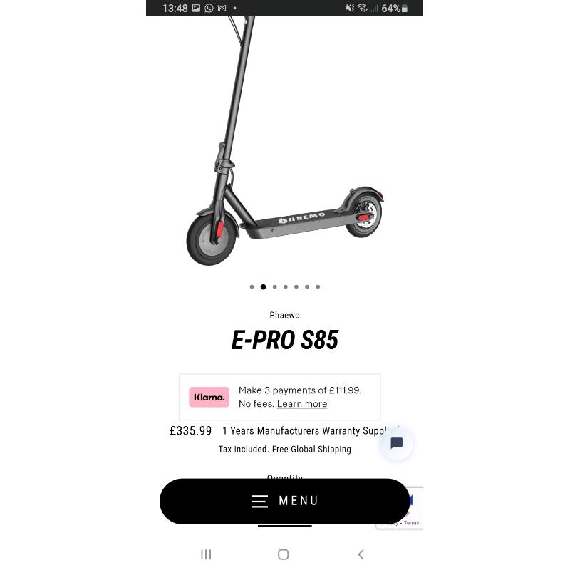 Phaewo electric scooter Brand new unopened box