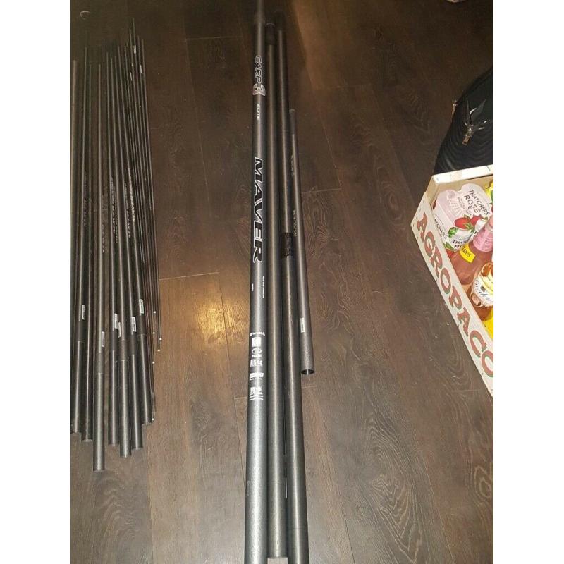 Maver carp elite 3 16m pole with a massie spares package