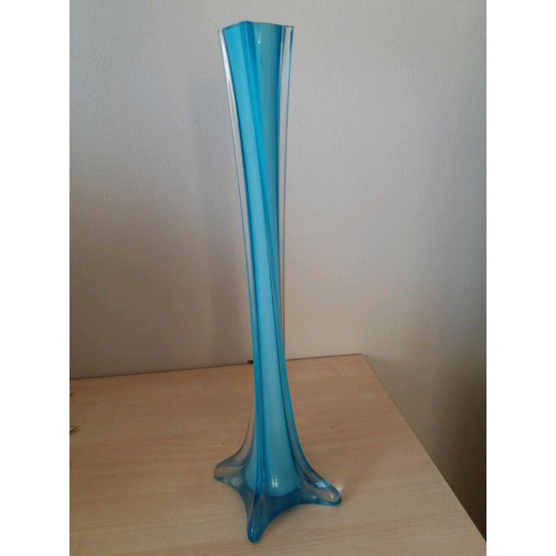 12" slim sky blue vase
