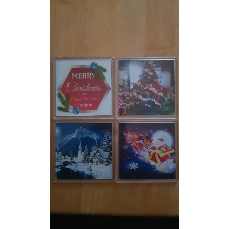 Set of 4 Christmas coasters put any picture you want to use