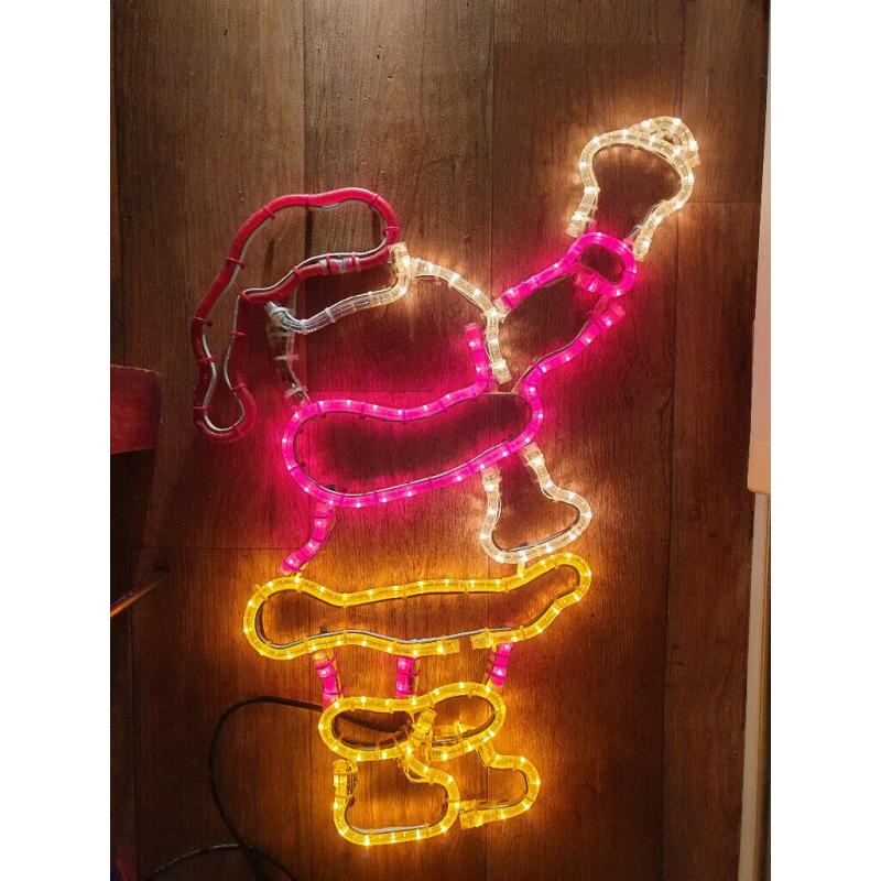 3 Christmas rope lights, santa, reindeer and a star