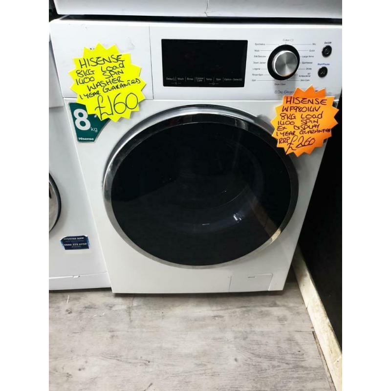 Hisense 8kg load 1400 spin ex display washing machine