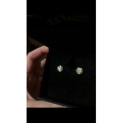 SILVER ROSE T.H BAKER EAR RINGS !