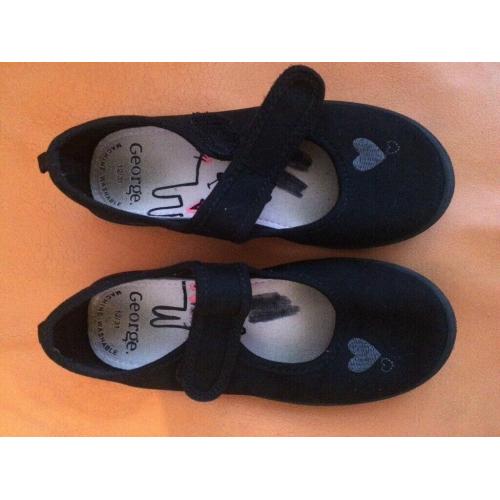 Girls George Black Gym Shoes size 12