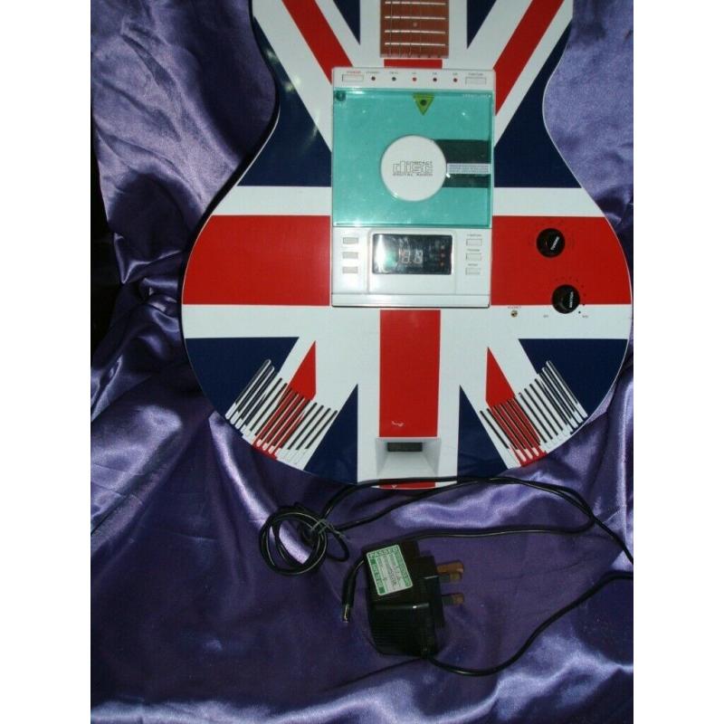 Akura Electric Guitar Design Compact Disc/radio Player (Union Jack Design Case)