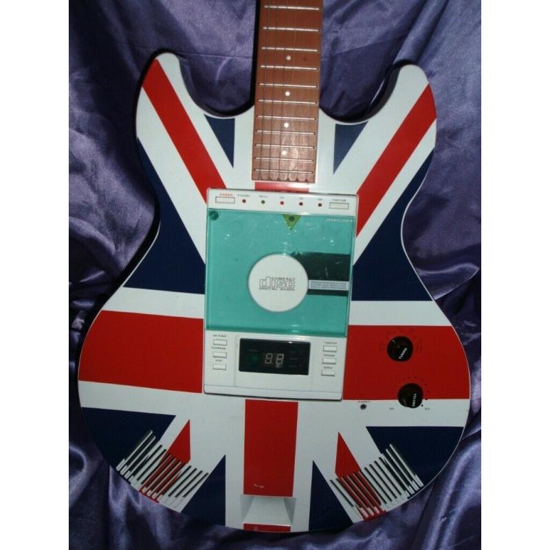 Akura Electric Guitar Design Compact Disc/radio Player (Union Jack Design Case)